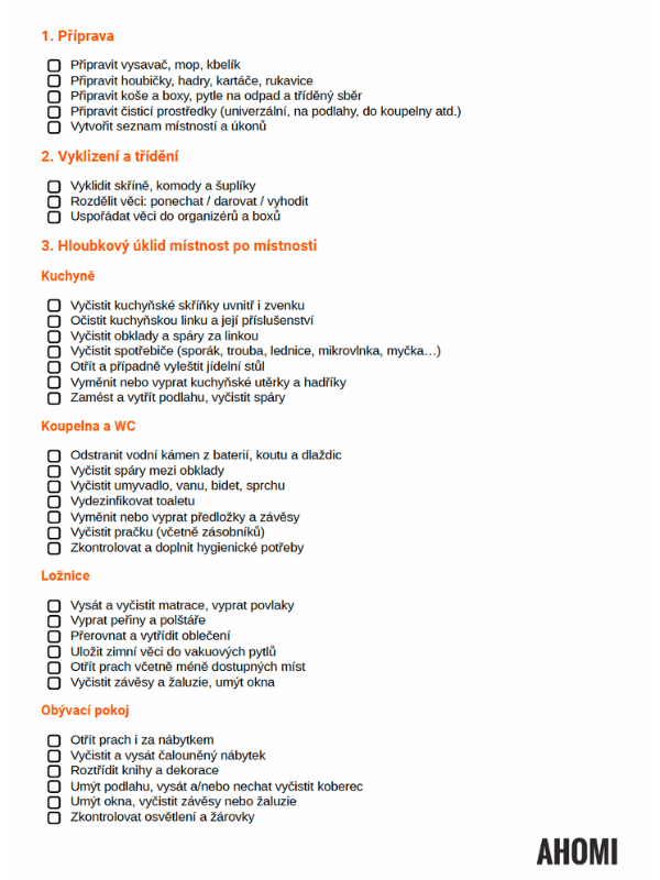 jarní úklid checklist